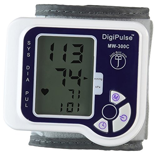 Blood Pressure Wrist Monitor Automatic Digital Sphygmomanometer - BP Machine Measures Pulse, Diastolic and Systolic - High Accurate Meter Best Reading High Normal and Low DigiPulse by Just-Brill