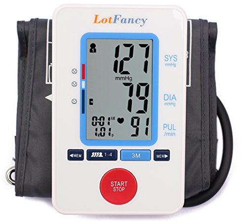 LotFancy FDA Approved Digital Upper Arm Blood Pressure Monitor,30X4 Memories for 4 Users,Irregular Heart Beat Detection, Large LCD Display,WHO Indicator (Medium Cuff 8.5-14 inch)