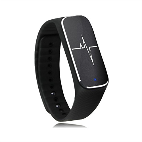 Padgene Smart Health Partner, Bluetooth Sport Tracker Bracelet With Step motion Meter, Sleep, Mood, Heart Rate, Breath Rate, Fatigue State, Blood Pressure Functions For IOS and Android Devices, Black