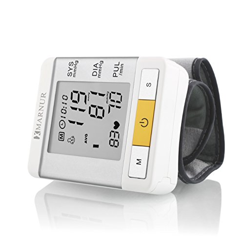Blood Pressure Monitor, Marnur Wrist Digital Blood Pressure Cuff Pulse Rate Monitor with Large LCD Display, FDA Approved (White)