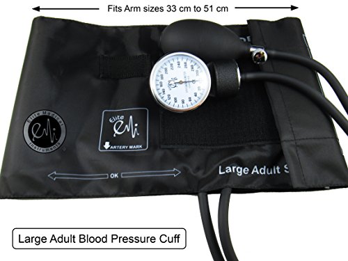 EMI Manual Blood Pressure Cuff - Black Plus Carrying Case (Large Adult (33 cm to 51 cm))