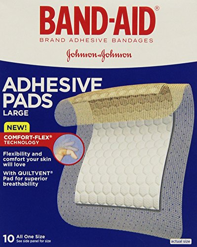 Band-Aid First Aid Pads, Adhesive Bandages, Large Adhesive Pads, 10 Count