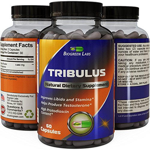Tribulus Terrestris Extract - Pure Source of Energy (Extremely Potent Formula) - Increases Testosterone & Stamina Levels by 137{0ad59209ba3ce7f48e71d4a0dc628eee9b107ea7079661ded2b3bda89b047a8b} - Helps with Body Fat Loss, Muscle & Sleep Benefits - USA Made By Biogreen Labs