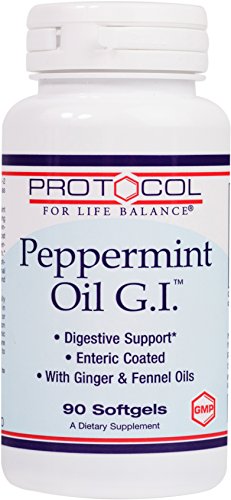 Protocol For Life Balance - Peppermint Oil G.I.- with Ginger & Fennel Oils - Supports Digestive System Health - 90 Softgels