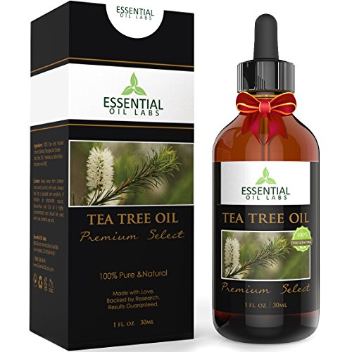 Tea Tree Oil - Therapeutic Grade 45{0ad59209ba3ce7f48e71d4a0dc628eee9b107ea7079661ded2b3bda89b047a8b} terpinen-4-ol (Australian) - 1fl oz with Glass Dropper - Premium Select from Essential Oil Labs