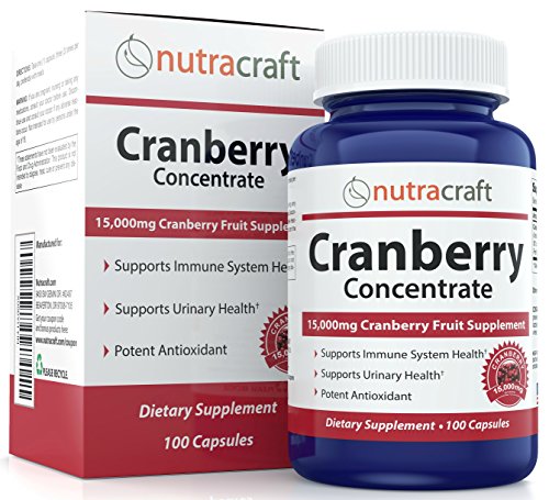 Triple Strength Cranberry Extract Supplement For Bladder & Urinary Tract Infection UTI Support - Extract Equal to 15,000 mg of Fresh Cranberries + Polyphenols per Capsule - 100 Capsules per Bottle
