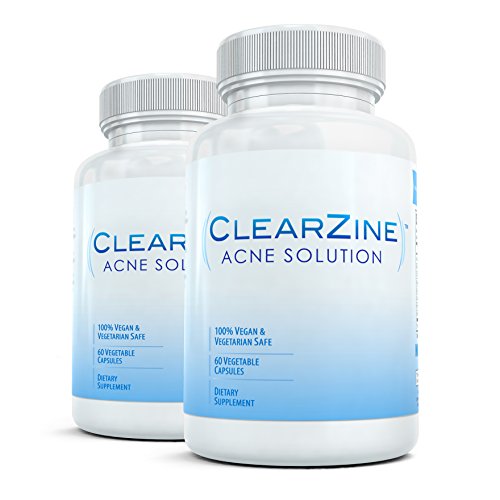 ClearZine (2 Bottles) - The Top Rated Acne Treatment Pill. Eliminates Blotchiness, Redness, Blackheads and Zits,Each bottle contains 60 capsules
