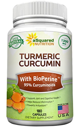 Pure Turmeric Curcumin 1300mg with BioPerine Black Pepper Extract - 180 Capsules - 95{0ad59209ba3ce7f48e71d4a0dc628eee9b107ea7079661ded2b3bda89b047a8b} Curcuminoids, 100{0ad59209ba3ce7f48e71d4a0dc628eee9b107ea7079661ded2b3bda89b047a8b} Natural Tumeric Root Powder Supplements, Natural Anti-Inflammatory Joint Pain Relief Pills