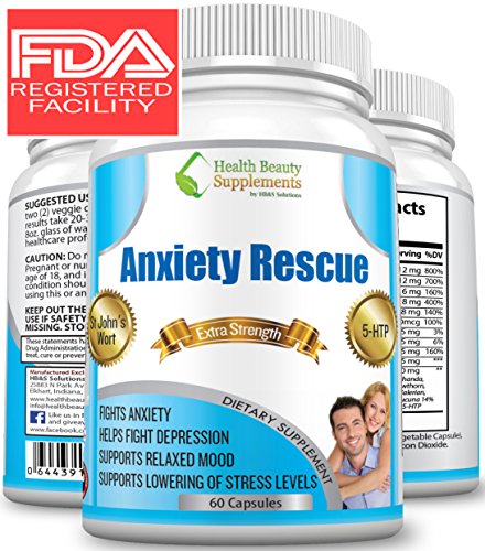 ** MEGA NATURAL ANXIETY RESCUE ** Premium Herbal Anxiety And Depression Aid - Simply The Best Stress & Anxiety Formula Ever Made - BEAT ANXIETY NATURALLY