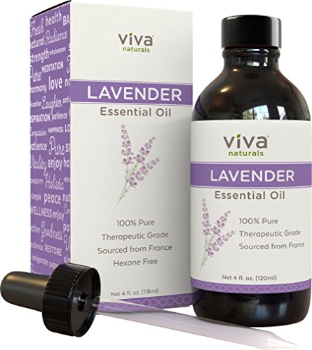 Viva Naturals French Lavender Essential Oil, 4 fl oz - 100{0ad59209ba3ce7f48e71d4a0dc628eee9b107ea7079661ded2b3bda89b047a8b} Pure & Therapeutic Grade for Relaxation, Sleep & Happy Mood