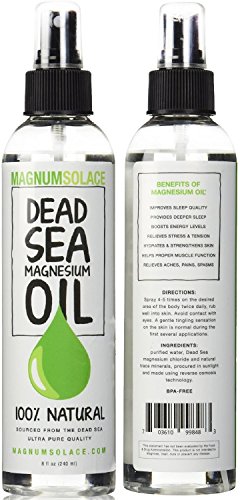 Magnesium Oil Spray 100{0ad59209ba3ce7f48e71d4a0dc628eee9b107ea7079661ded2b3bda89b047a8b} Pure From the Dead Sea - Large 8 oz Bottle LASTS SIX MONTHS - Made in USA - Exceptional #1 Therapeutic Source For Magnesium Chloride