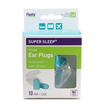 NEW! Super Sleep Comfort Foam Ear Plugs - 10 Pair + Carrying Case-Special Length for Sleeping on Your Side (Blue)