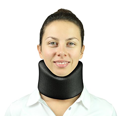 Neck Brace by Vive - Cervical Collar - Adjustable Soft Support Collar Can Be Used During Sleep - Wraps Aligns & Stabilizes Vertebrae - Relieves Pain and Pressure in Spine - One-Size Fits Most (Black)