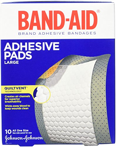 Band-Aid Brand Adhesive Bandages, Large Adhesive Pads, 10-Count Bandages (Pack of 2)