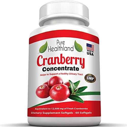 Cranberry Concentrate Supplements for Urinary Tract Infection UTI. 12600 mg Pure Fresh Cranberries! Promote Kidney Urinary or Bladder Health for Men and Women. No More Cranberry Juice! (Softgel)