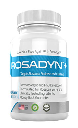 Rosacea Treatment Supplement by Rosadyn | Relief for Face & Nose Redness, Acne and Red Eyes | Works Internally Unlike a Cleanser Wash, Moisturizer, Cream or Other Skin Care Products| Natural | 60 Caps