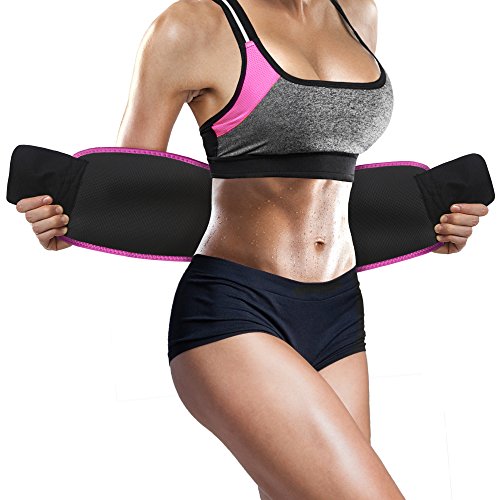 Perfotek Waist Trimmer Belt, Weight Loss Wrap, Stomach Fat Burner, Low Back and Lumbar Support with Sauna Suit Effect, Best Abdominal Trainer (Trimmer Belt - Pink)