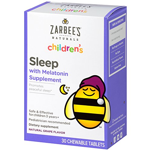 Zarbee's Naturals Children's Sleep with Melatonin Supplement, Chewable Tablets, Natural Grape Flavor, 30 Count