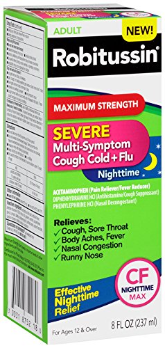Robitussin Severe CF Maximum Strength Cough, Cold, & Flu Nighttime Medicine (8 fl. oz. Bottle)