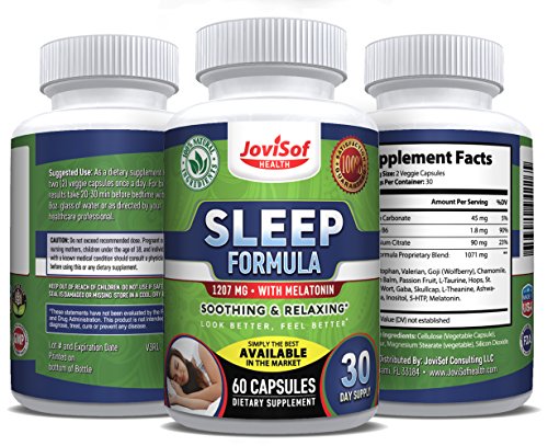Premium Sleep Aid-Melatonin-5HTP-Ashwagandha-Magnesium-Chamomile, Valerian-Root Fall Asleep-Fast-Longer | All Natural Product | Wake Up Refreshed | Relax and Calm Supplement Pills | 60 Capsules