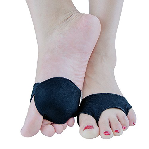 Metatarsal Foot Pads,Anti-Slip Ball of Foot Cushions Mortons Neuroma Relief,Forefoot Cushion Pain Relief for Mortons Neuroma 1 pair (L(black))