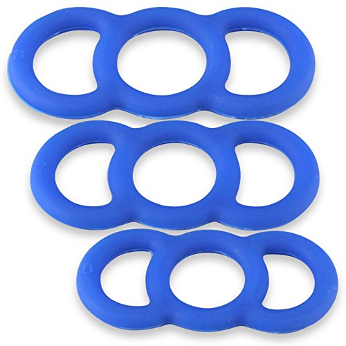 Cock Rings LeLuv EYRO Slippery Blue Silicone Erectile Dysfunction .75 Inch Through 9 Inch Unstretched Diameter 3 Pack Sampler