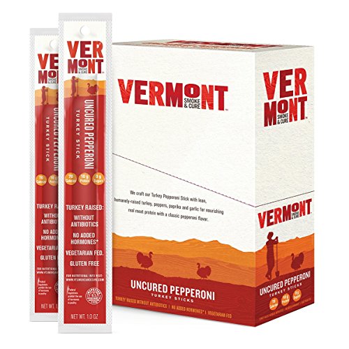 Vermont Smoke & Cure Meat Sticks, Turkey, Antibiotic Free, Gluten Free, Uncured Pepperoni, 1oz Stick, 24 Count