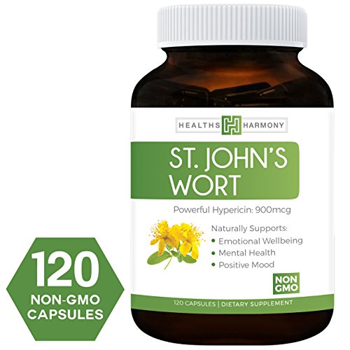 Best St. John's Wort 500mg 120 Capsules (NON-GMO) Powerful 900mcg Hypericin Saint Johns Wort Extract for Mood, Anxiety & Depression Support, Tincture & Mental Health - No Oil or Pills - Supplement