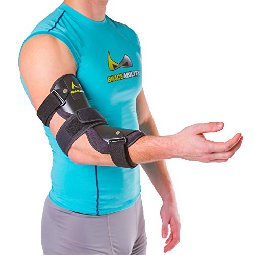 BraceAbility Cubital Tunnel Syndrome Elbow Brace | Splint to Treat Pain from Ulnar Nerve Entrapment, Hyperextended Elbow Prevention and Post Surgery Arm Immobilizer - L (LARGE / X-LARGE)