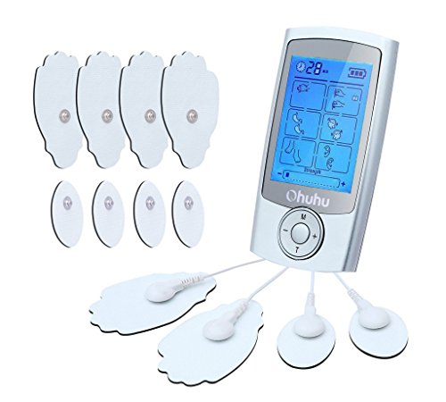 Tens Unit Ohuhu Rechargeable 16 Modes and 12 Pads Electric Muscle Stimulator Machine, Pulse Impulse EMS Lower Back Pain Relief Therapy Massager Machine for Mother's Day Gifts