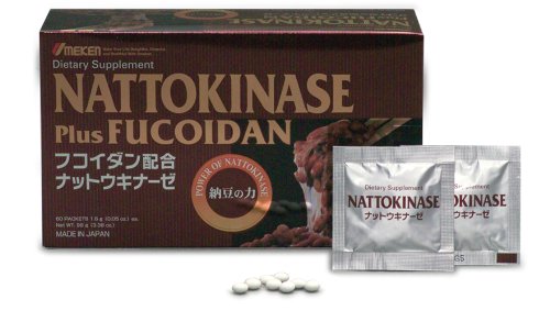 Umeken Nattokinase Plus Fucoidan- 2300FU Natto, 87mg of Fucoidan, Good for Blood Circulation, Cardiovascular Health. Packets, Ball Form. 1 month supply. Made in Japan.