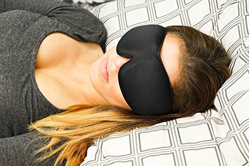 [TOP RATED] Sleep Mask with Earplugs PREMIUM Quality Contoured Eye Mask - Lightweight With Adjustable Strap - Blocks The Light Completely - Best For Travel, Insomnia or Quiet Night Sleep