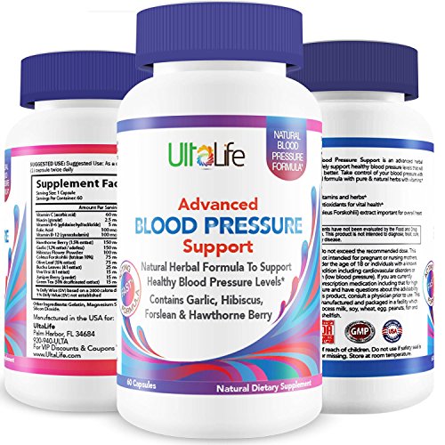 BEST HIGH BLOOD PRESSURE PILLS to Lower BP Naturally - Advanced Hypertension Supplement w/ Potent Vitamins & Herbs - Garlic, Hawthorn Berry & Forskolin for Stress Reduction & Heart Health