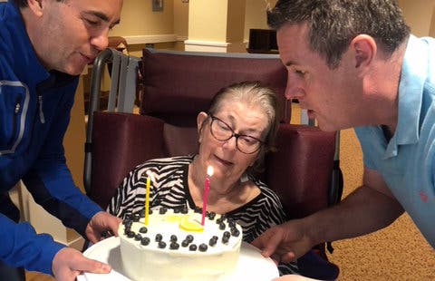 Nigel Smith, right, and his brother celebrate their mother’s 81st birthday.