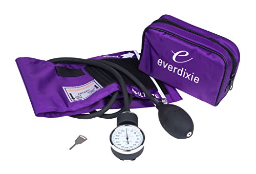 Dixie EMS Purple Deluxe Aneroid Sphygmomanometer Blood Pressure Set W/ Adult Cuff, Nylon Purple Carrying Case And Calibration Key