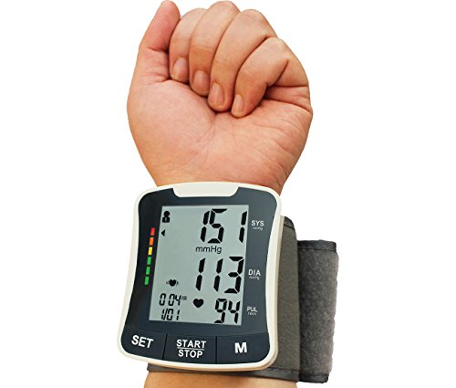 LotFancy Auto Digital Wrist Blood Pressure Monitor with Case,30x4 Memories for 4 Users, WHO Indicator, Last 3 Results Average (NO Talking Function)