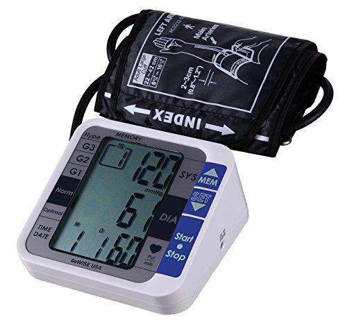 GoWISE USA Digital Upper Arm Blood Pressure Monitor with Hypertension Risk Indicator & Irregular Heartbeat Detection, FDA Approved