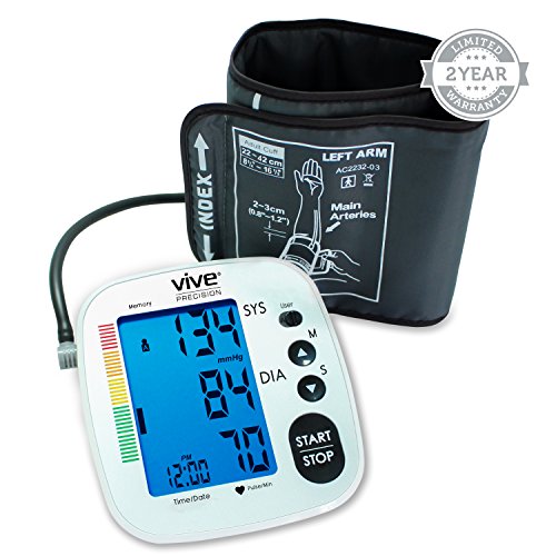 Blood Pressure Monitor by Vive Precision - Best Automatic Digital Upper Arm Cuff - Most Accurate, Portable & Perfect for Home Use - One Size Fits All Cuff - 2 Year Warranty