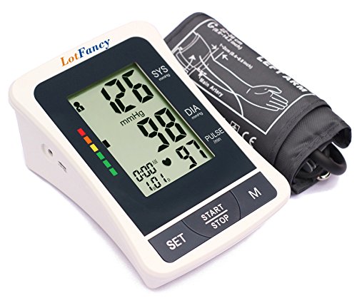 LotFancy FDA Approved Auto Digital Arm Blood Pressure Monitor, 60X2 Memories for 2 Users,Irregular Heartbeat Detector, 4 Inch LCD,WHO Indicator