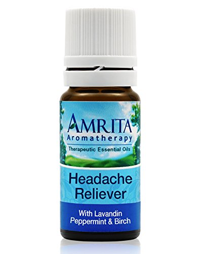 Amrita Aromatherapy: Headache Reliever Essential Oil Synergy Blend (Natural Painkiller) with Essential Oils of Birch, Peppermint & Sweet Lavandin (10 Milliliters)