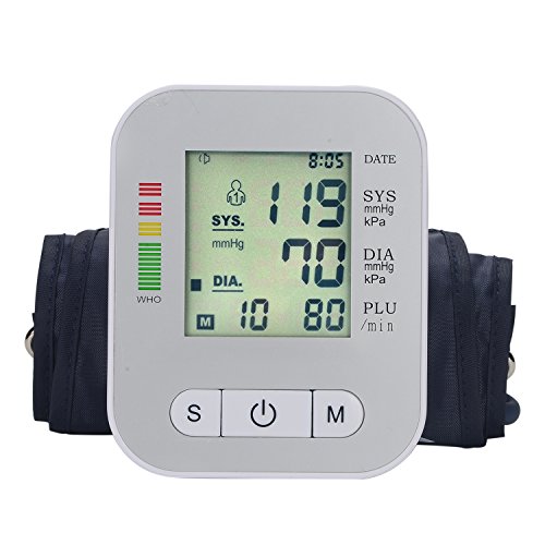 Anpro Full-automatic Upper Arm Blood Pressure Monitor with LCD Screen, Large Memory Storage and Cuff Fits Standard and Large Arms