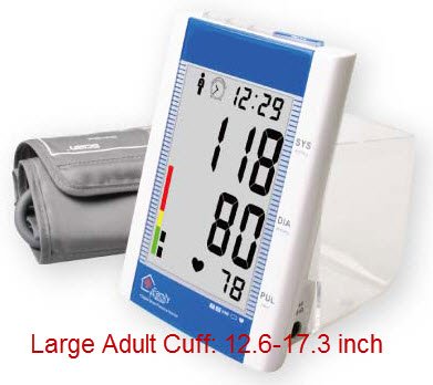 EastShore Upper Arm digital blood pressure monitor with large cuff (designed for big people) . 120 memory in 4 group ,Irregular Heart Beat detector, Jumbo LCD