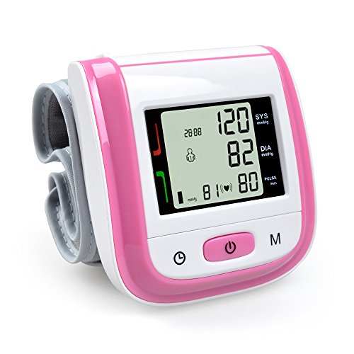 Elera Automatic Wrist Digital Blood Pressure Monitor Heart Beat Meter w/ Digtital LED Display (pink)