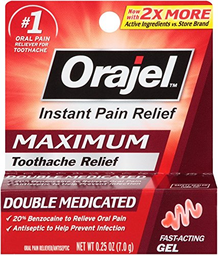 Orajel Maximum Strength Toothache Pain Relief Double Medicated Gel, 0.25 Oz (Pack of 6)