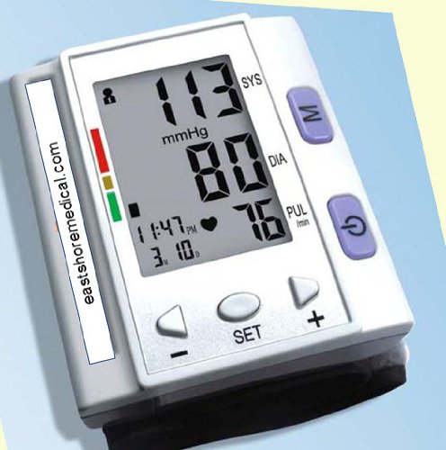 EastShore Digital Wrist Blood Pressure Monitor , 120 memory in 4 group ,Irregular Heart Beat detector, Jumbo LCD
