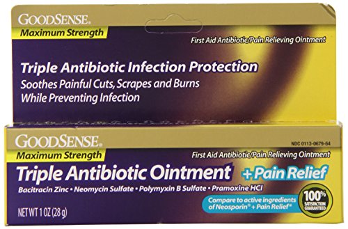 GoodSense Maximum Strength Triple Antibiotic Ointment plus Pain Relief, 1 Ounce