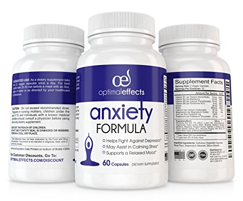 Stress Relief & Natural Anxiety Supplement by Optimal Effects - Naturally Manage and Relieve Chronic Stress - Hawthorn, 5-HTP, B-Vitamins, Ashwagandha, Biotin, Valerian and more (60 Veggie Capsules)