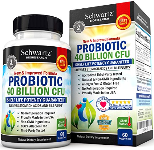 Probiotic 40 Billion CFU. Guaranteed Potency until Expiration. Patented Delay Release, Shelf Stable Probiotic Supplement. Dairy Free Probiotic with acidophilus. Best Probiotics for Women & Men.