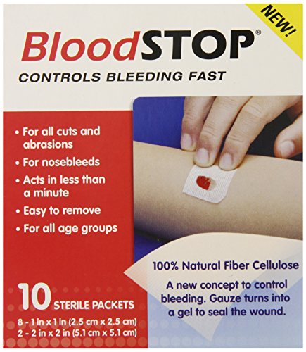 Bloodstop Hemostatic Gauze Controls Bleeding Fast;10 Count