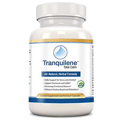 Tranquilene Stress Relief Anxiety Supplement | 1 Month Supply (60 Caps) | Serotonin/Gaba Mood Boost | Extra Strength with Ashwagandha, Bacopa, B-Complex & More